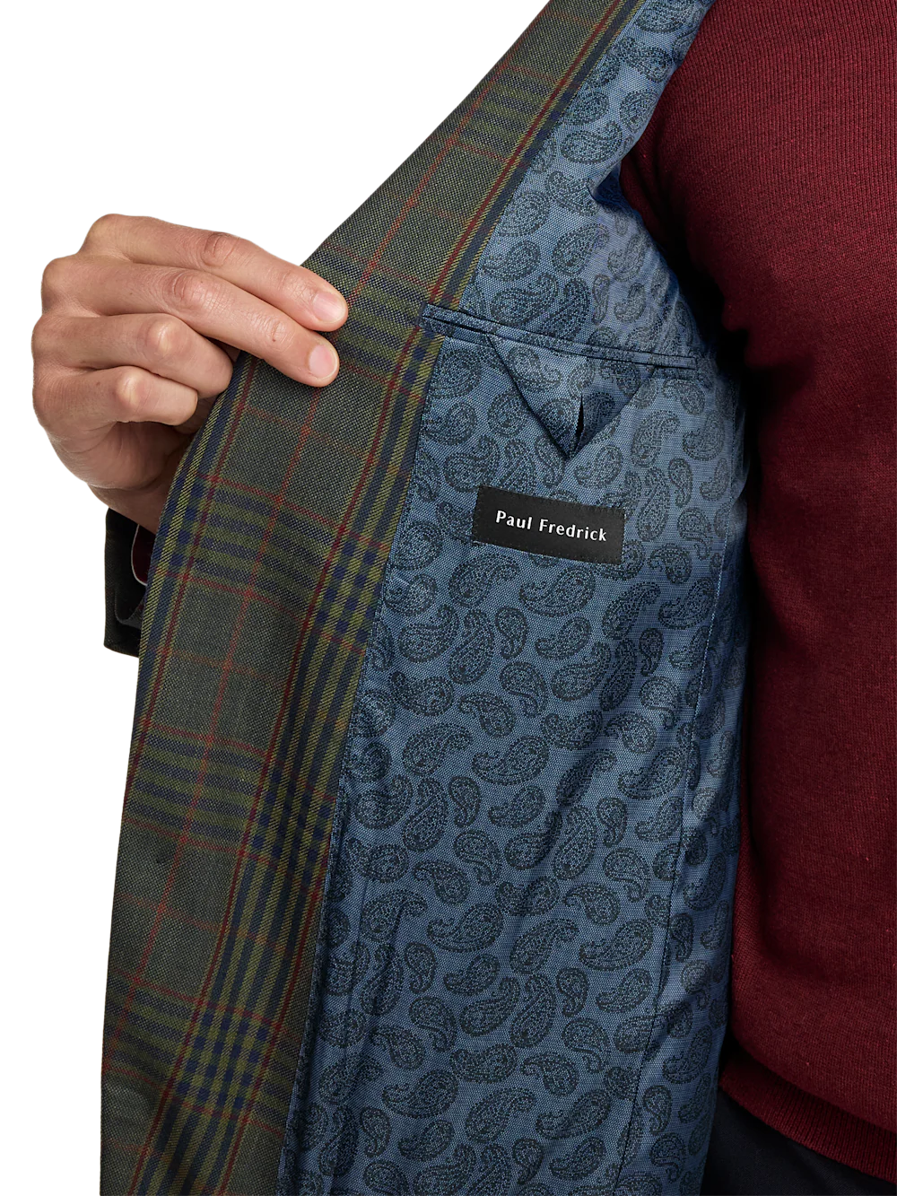 Wool Blend Plaid Single Breasted Notch Lapel Sport Coat - Green/blue - Image 5