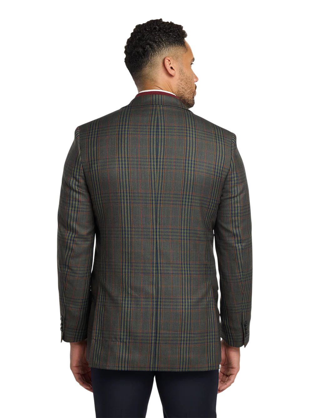 Wool Blend Plaid Single Breasted Notch Lapel Sport Coat - Green/blue - Image 8