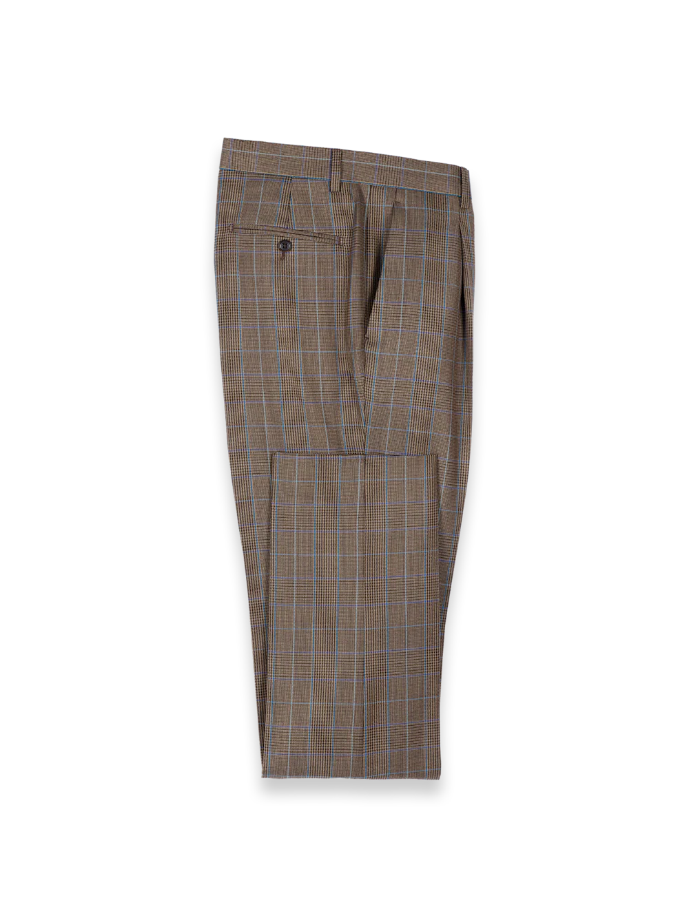 Wool Blend Plaid Single Breasted Notch Lapel Suit - Brown/blue - Image 9