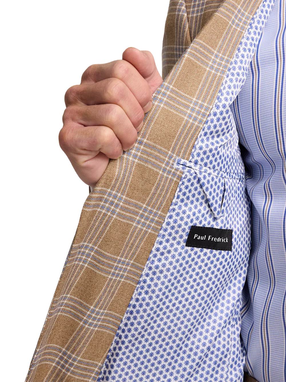 Wool Blend Plaid Single Breasted Notch Lapel Suit - Brown - Image 4