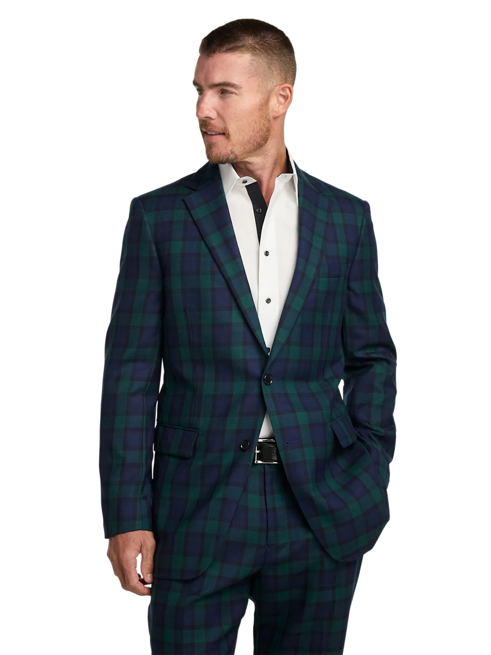 Wool Blend Single Breasted Notch Lapel Sport Coat - Green/navy - Image 2