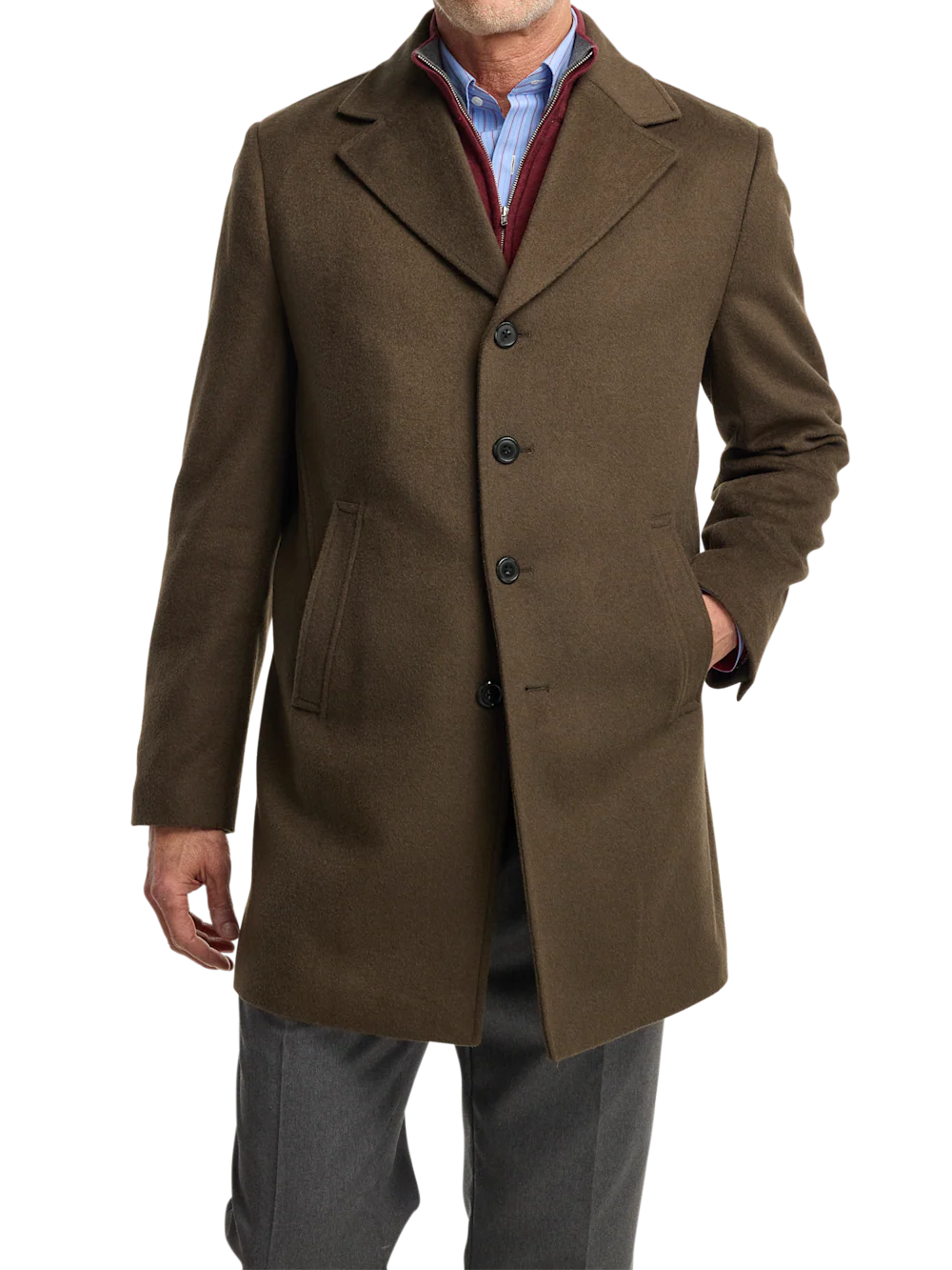 Wool Blend Topcoat - Olive - Image 2
