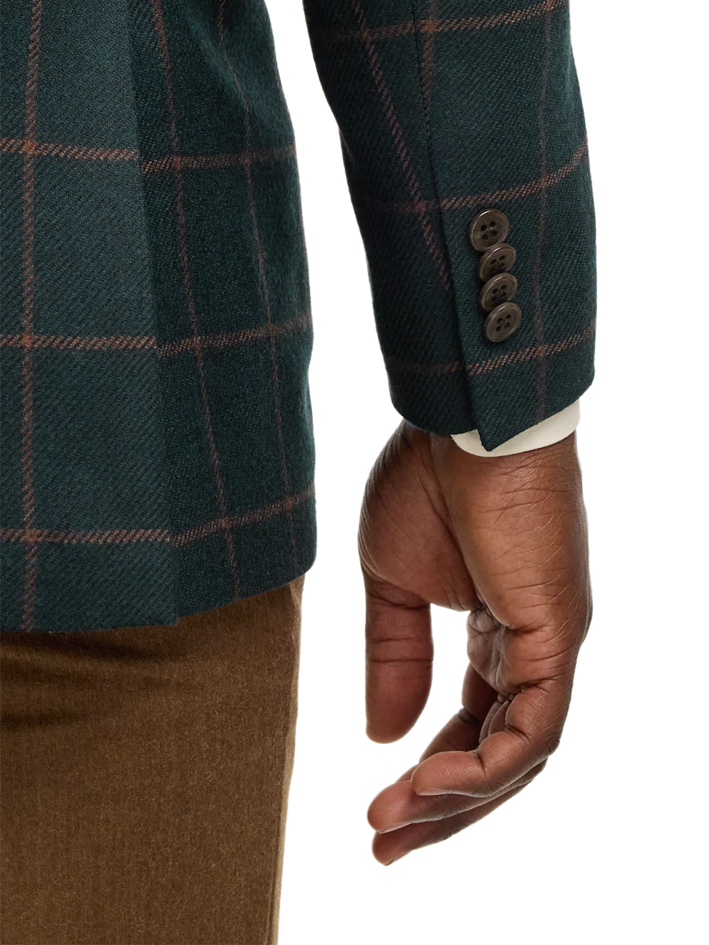 Wool Blend Windowpane Single Breasted Notch Lapel Sport Coat - Dark Green - Image 3
