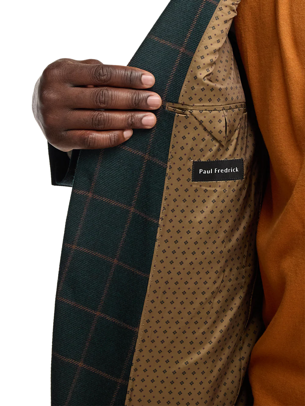 Wool Blend Windowpane Single Breasted Notch Lapel Sport Coat - Dark Green - Image 4