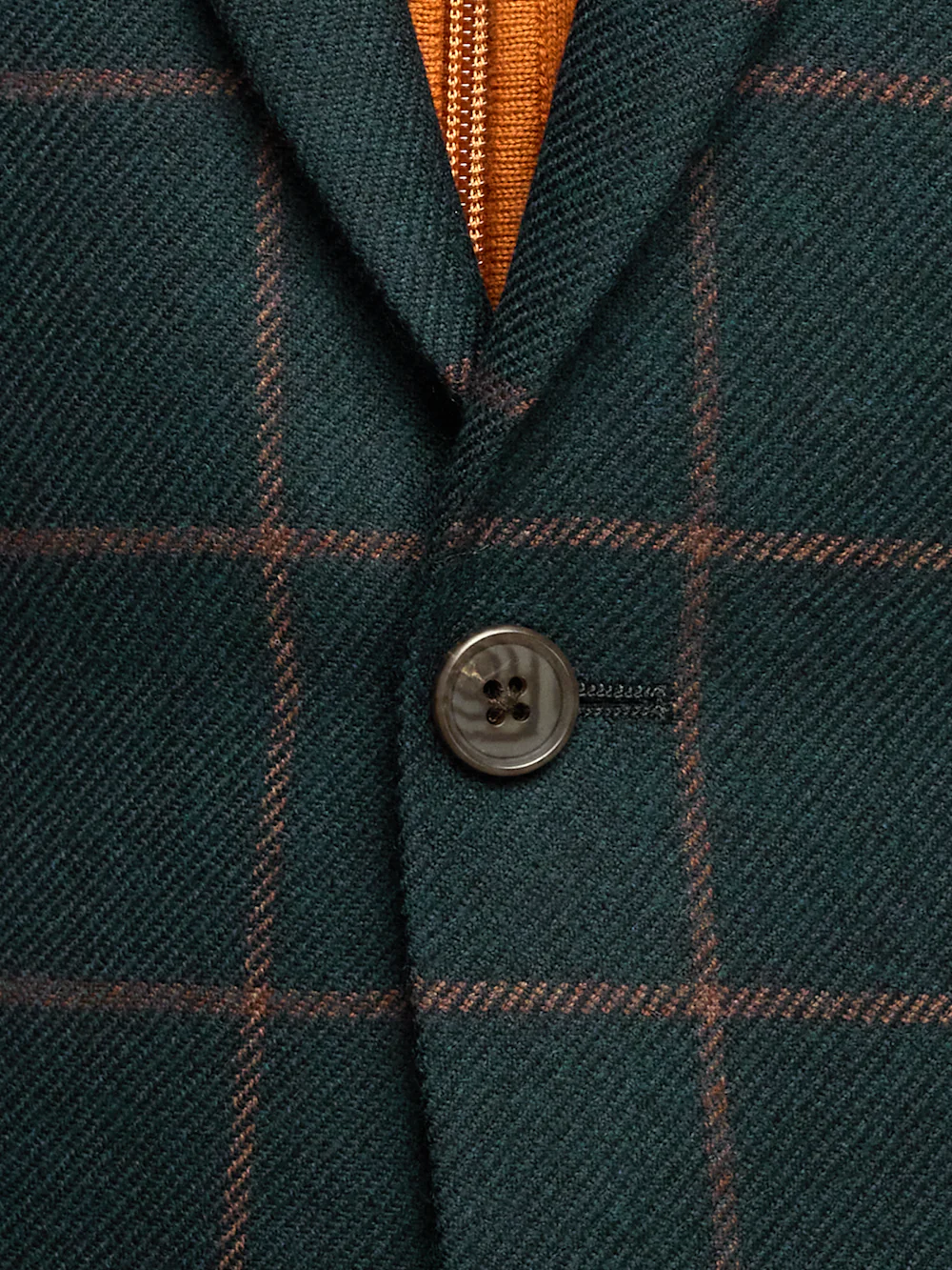 Wool Blend Windowpane Single Breasted Notch Lapel Sport Coat - Dark Green - Image 5