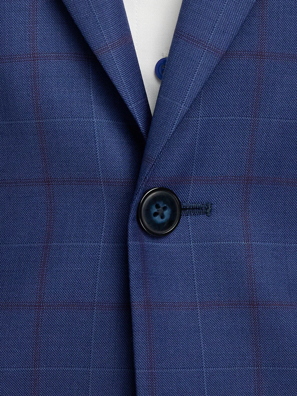 Wool Blend Windowpane Single Breasted Peak Lapel Sport Coat - Blue - Image 4