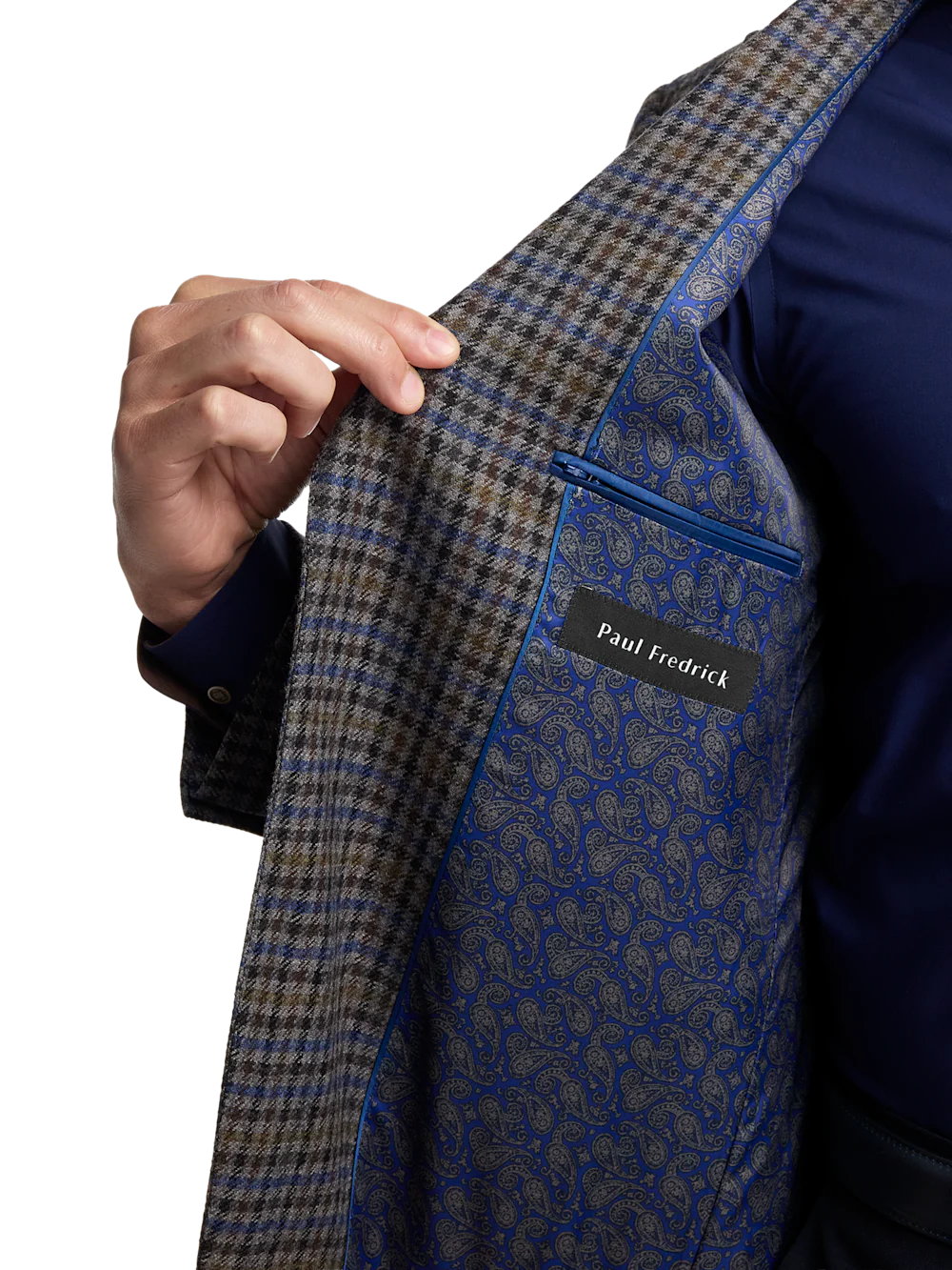 Wool Check Single Breasted Notch Lapel Sport Coat - Grey Multi - Image 5
