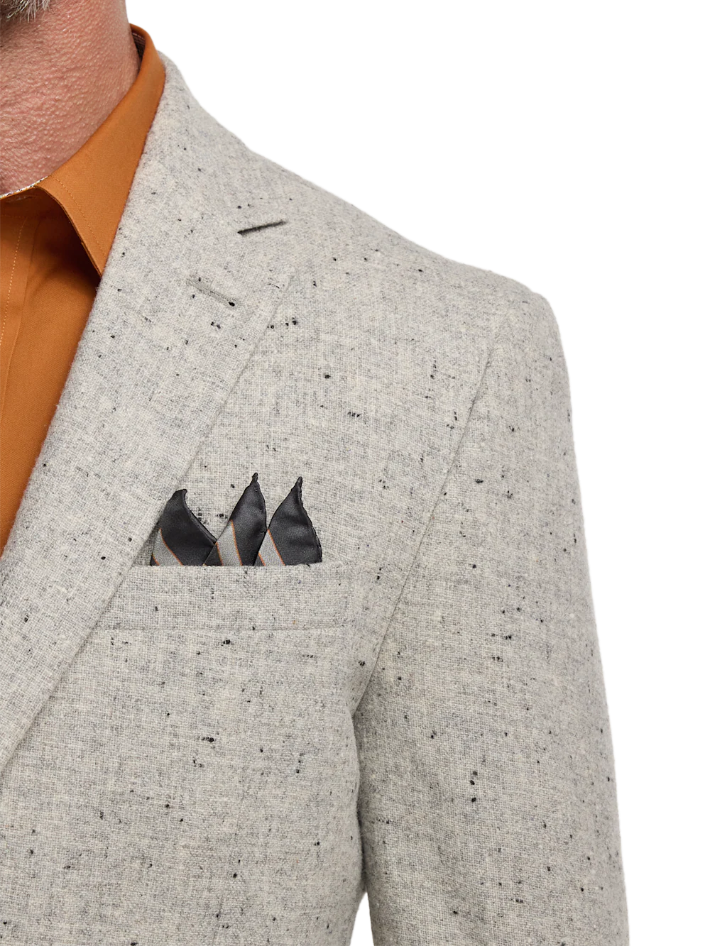 Wool Donegal Single Breasted Notch Lapel Sport Coat - Grey - Image 6