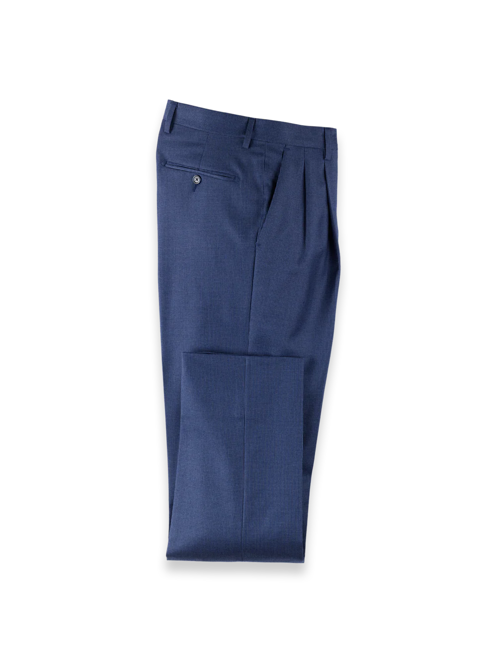 Wool Flannel Houndstooth Pants - Blue - Image 4