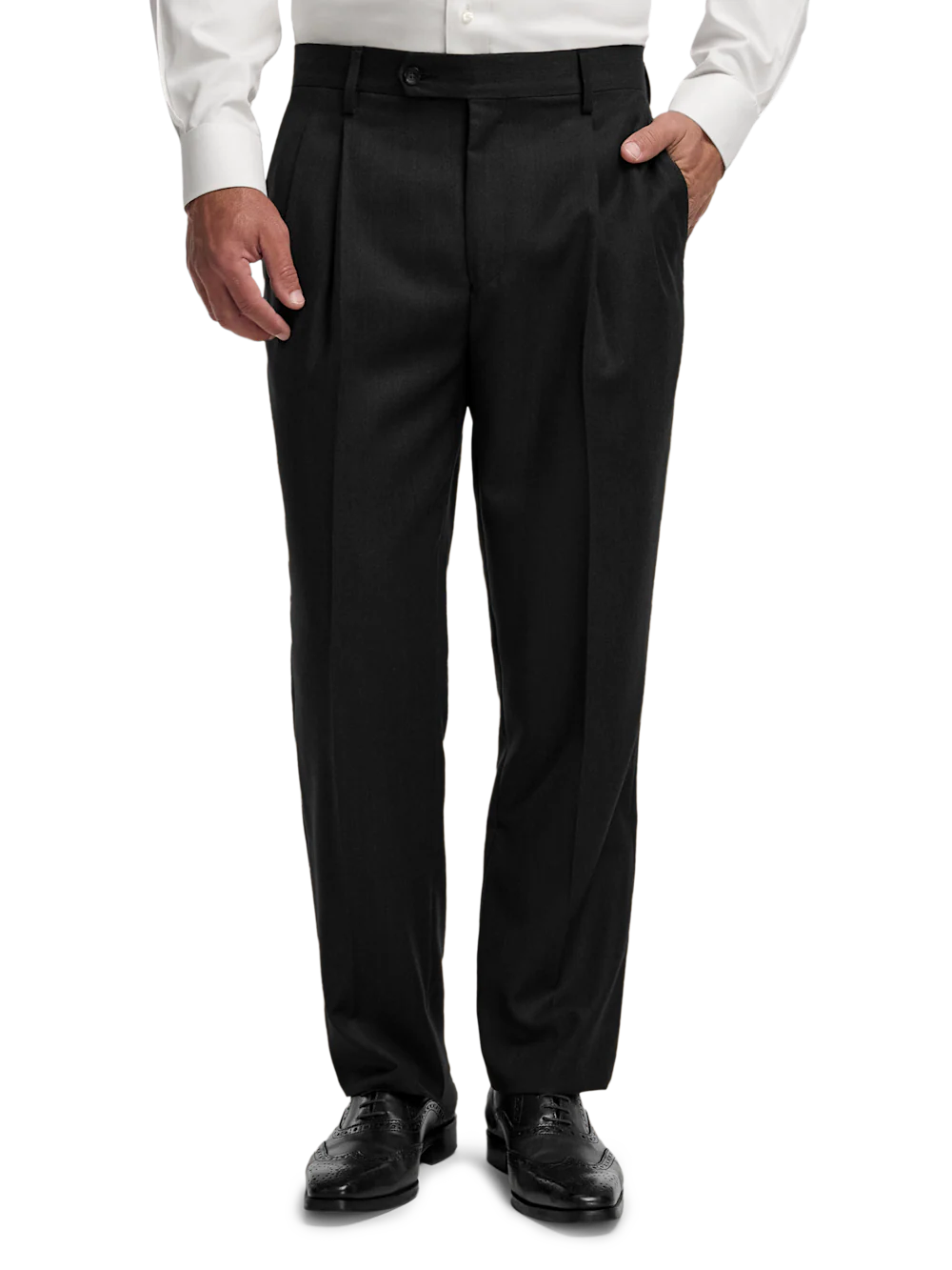 Wool Flannel Solid Pants - Black - Image 8