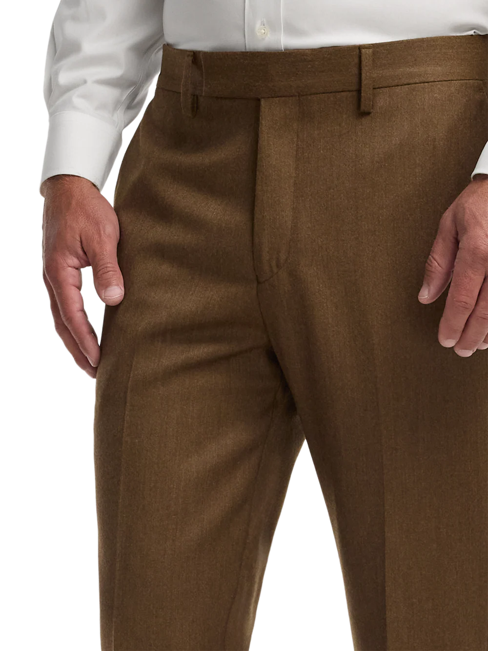 Wool Flannel Solid Pants - Brown - Image 3