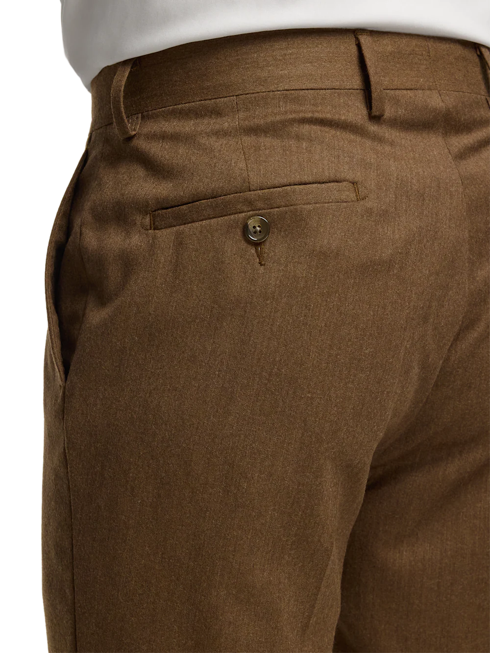 Wool Flannel Solid Pants - Brown - Image 4