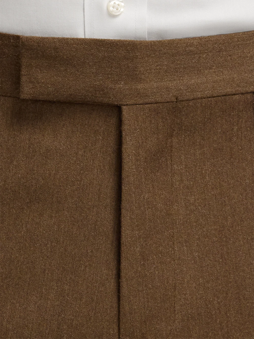 Wool Flannel Solid Pants - Brown - Image 5