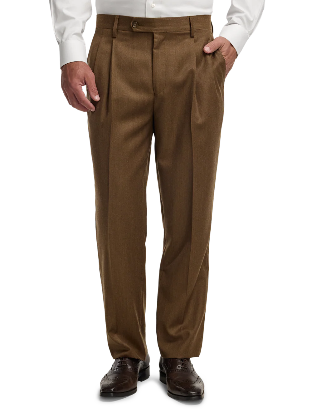 Wool Flannel Solid Pants - Brown - Image 8