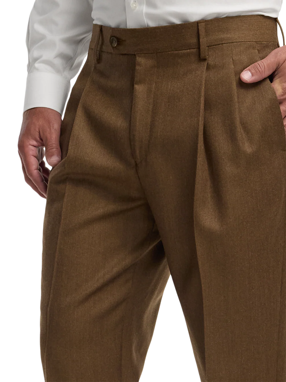 Wool Flannel Solid Pants - Brown - Image 9