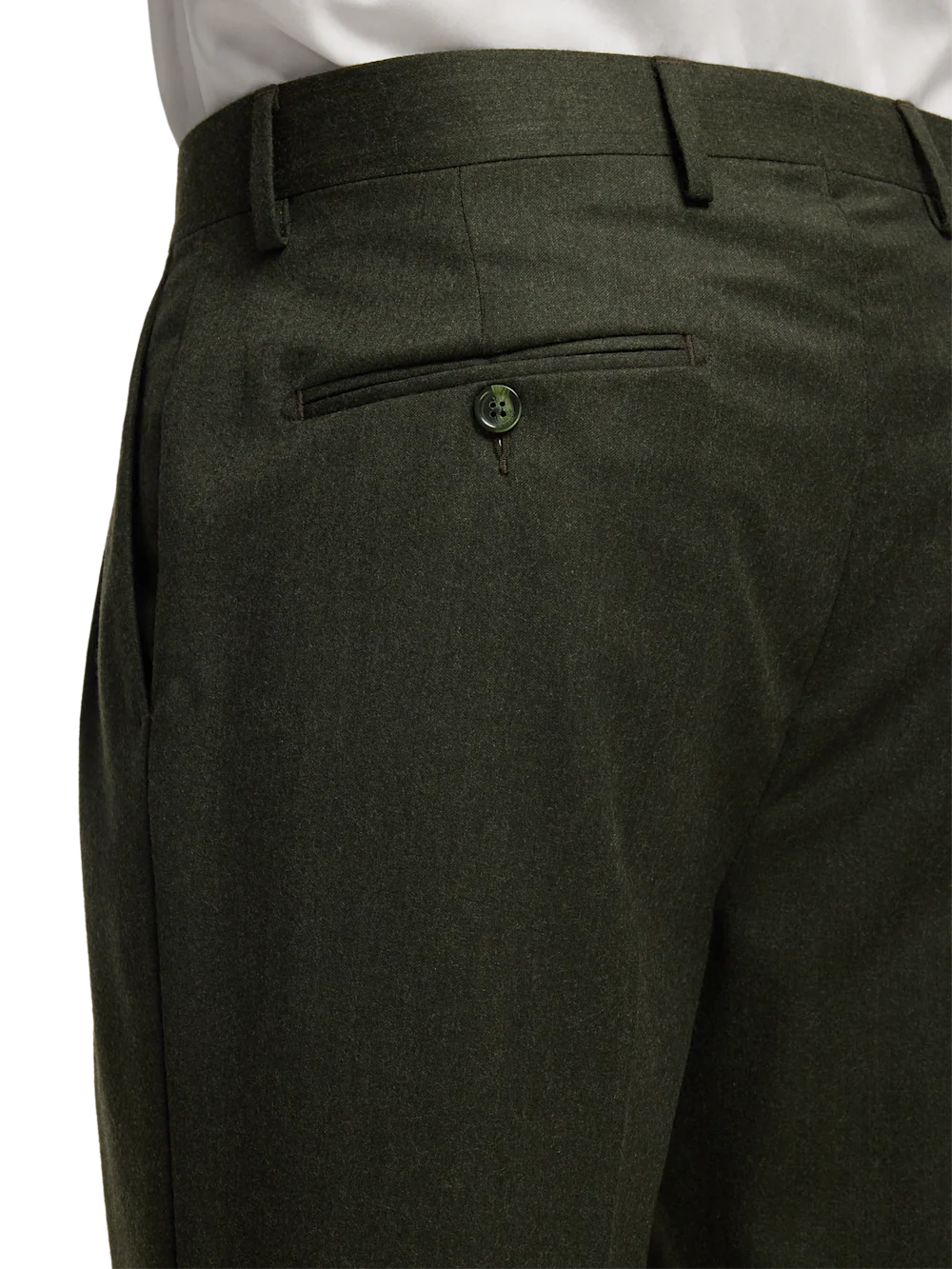 Wool Flannel Solid Pants - Dark Green - Image 12