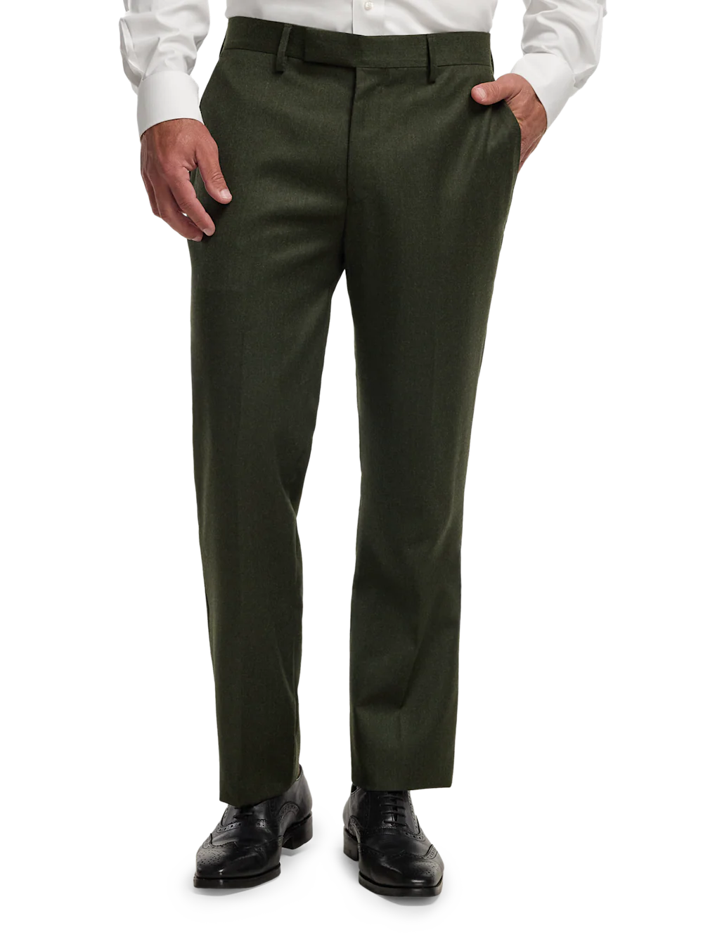 Wool Flannel Solid Pants - Dark Green - Image 2