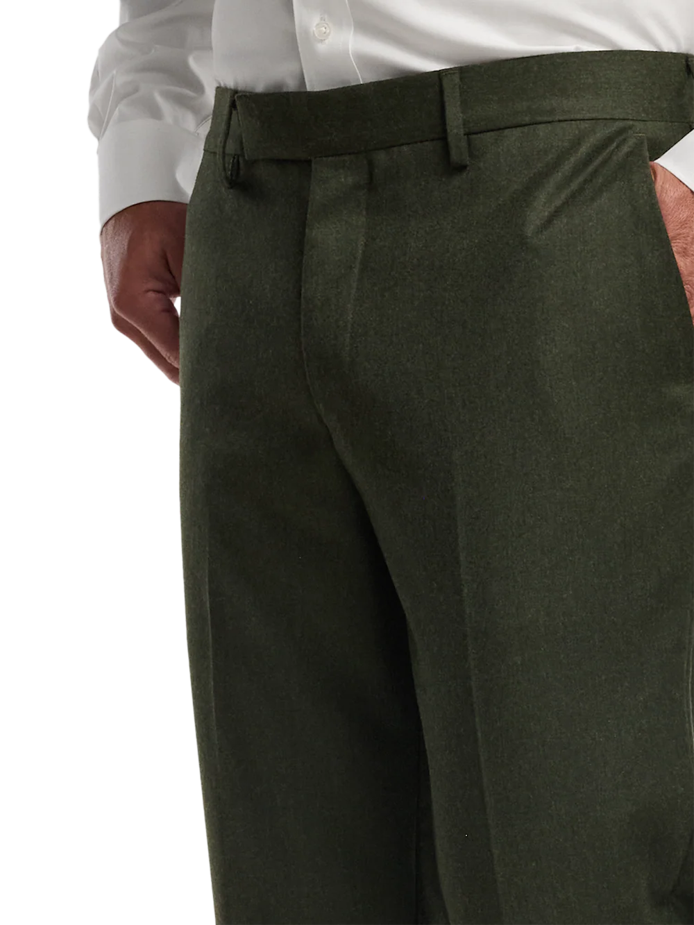 Wool Flannel Solid Pants - Dark Green - Image 3