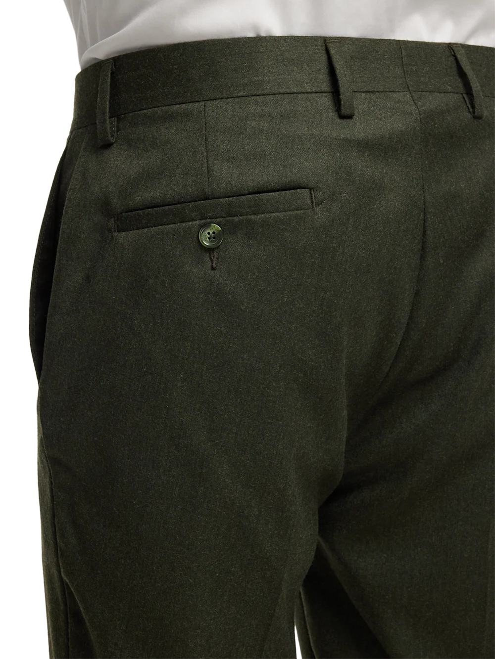 Wool Flannel Solid Pants - Dark Green - Image 4