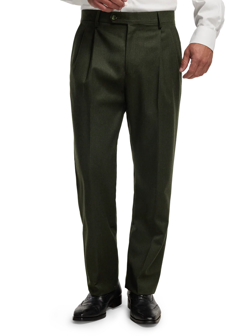 Wool Flannel Solid Pants - Dark Green - Image 8
