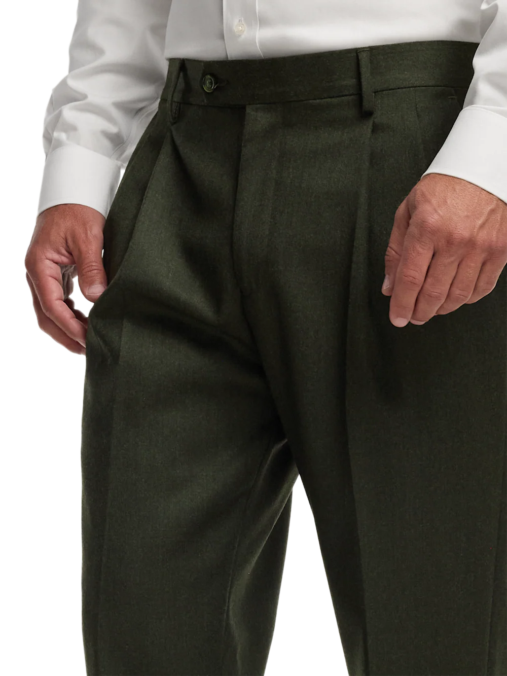 Wool Flannel Solid Pants - Dark Green - Image 9