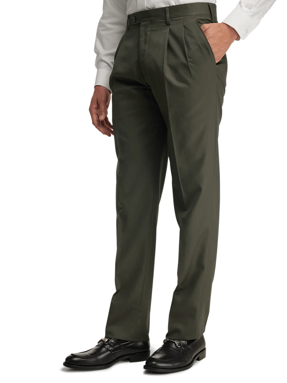 Wool Gabardine Pants - Olive - Image 9