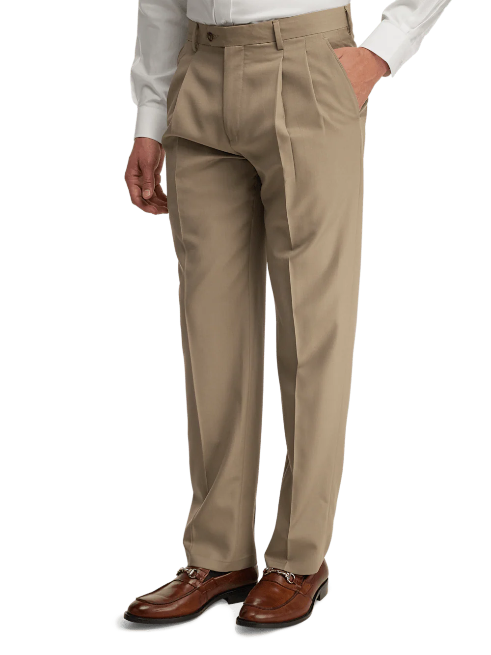 Wool Gabardine Pants - Tan - Image 9