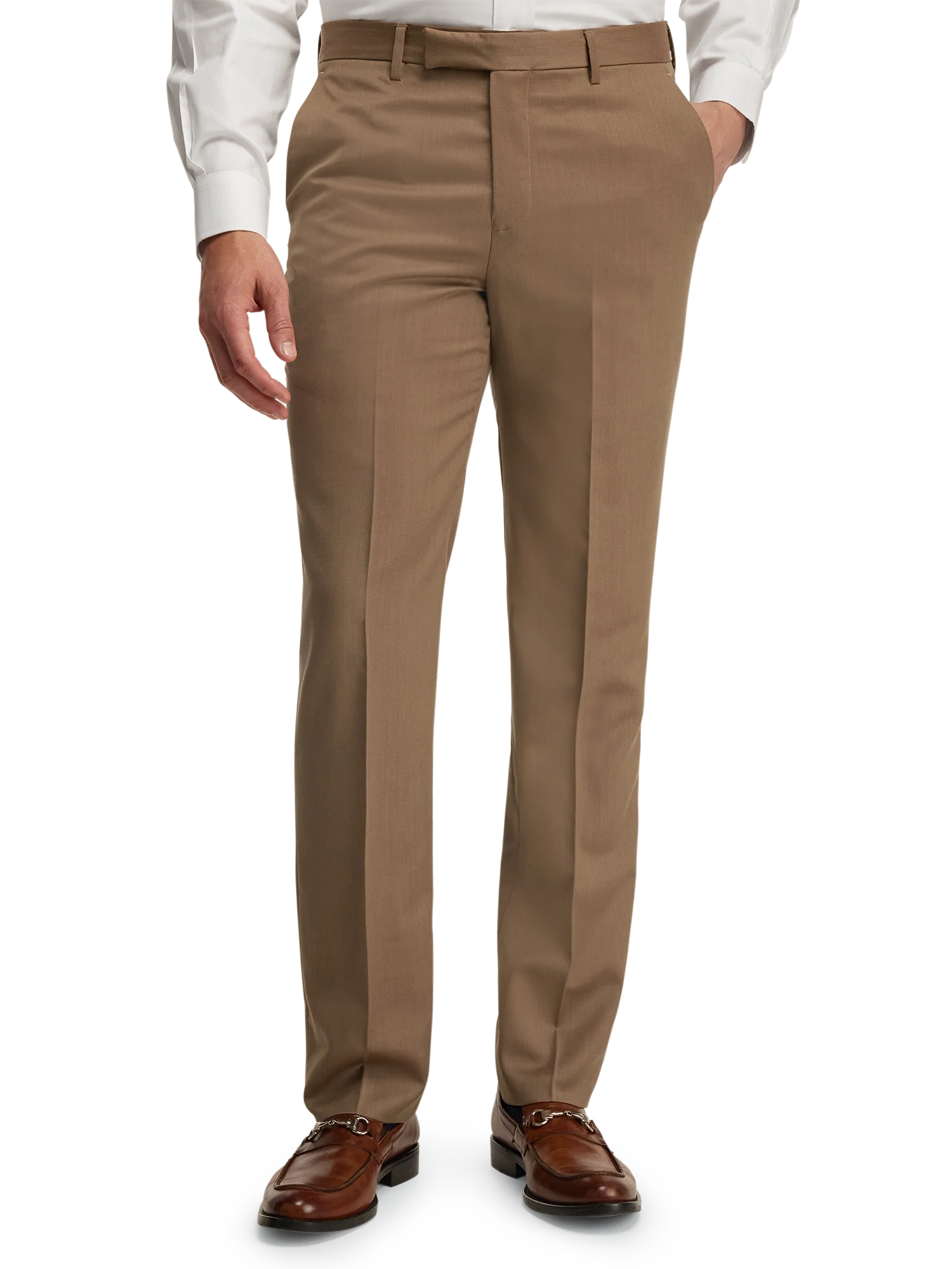 Wool Gabardine Pants - Light Brown - Image 3