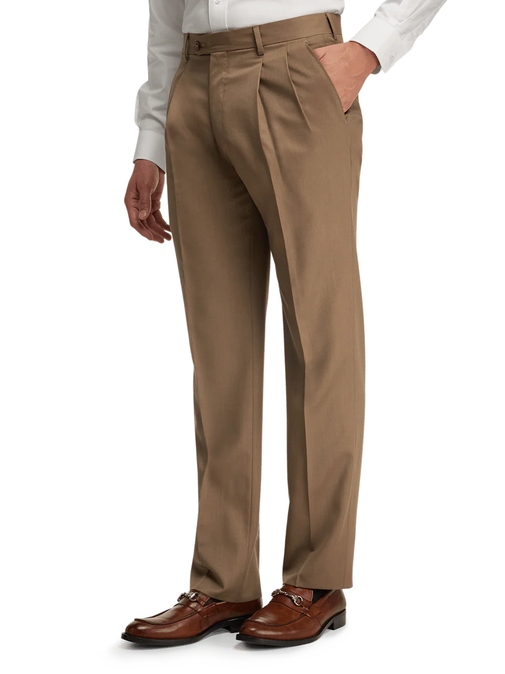 Wool Gabardine Pants - Light Brown - Image 9