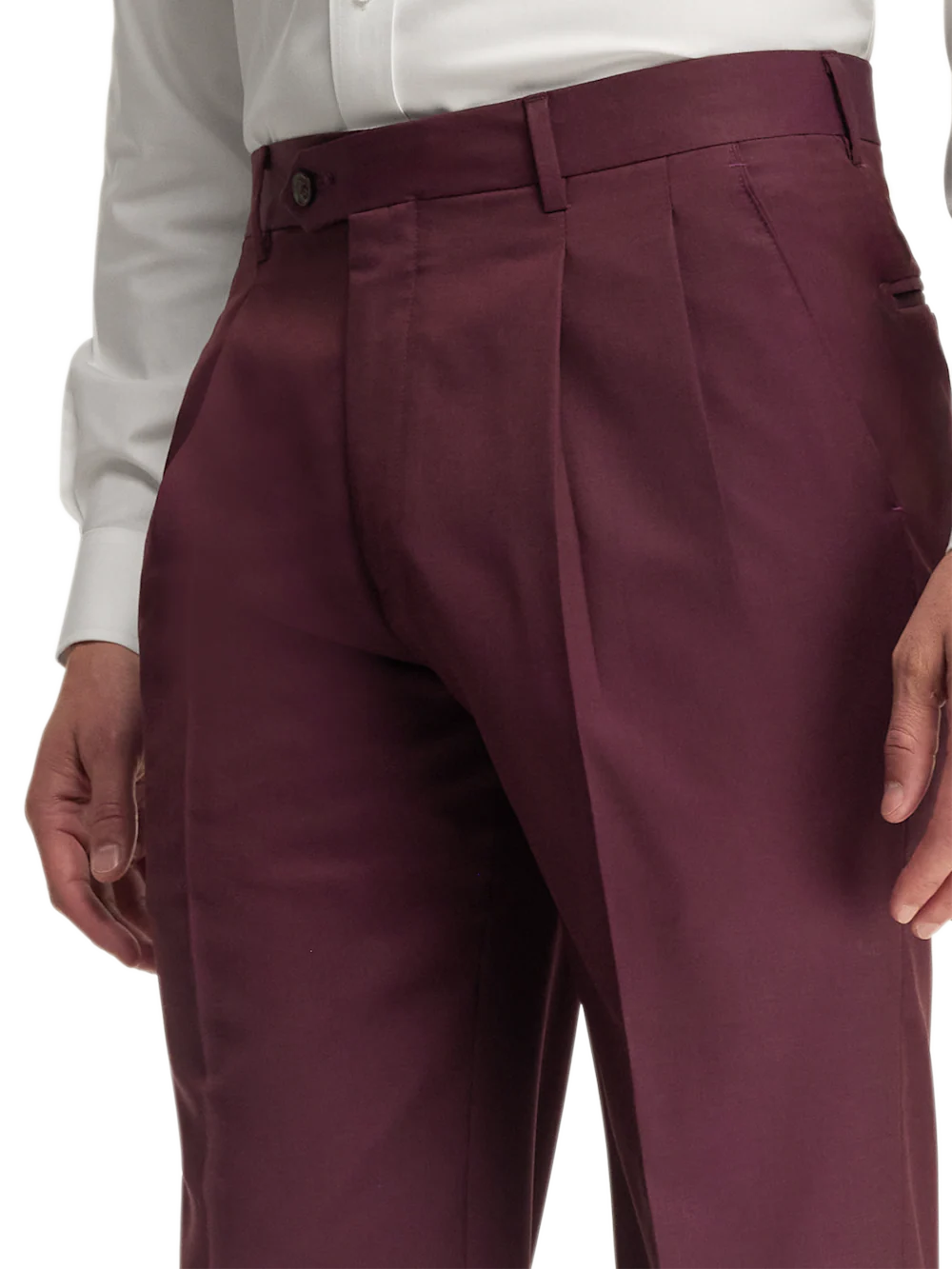 Wool Gabardine Pants - Burgundy - Image 10