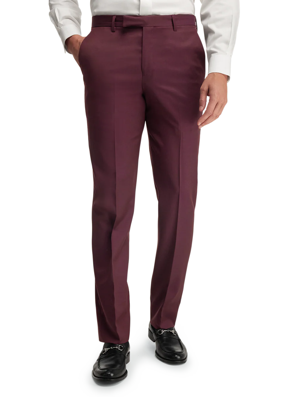 Wool Gabardine Pants - Burgundy - Image 3