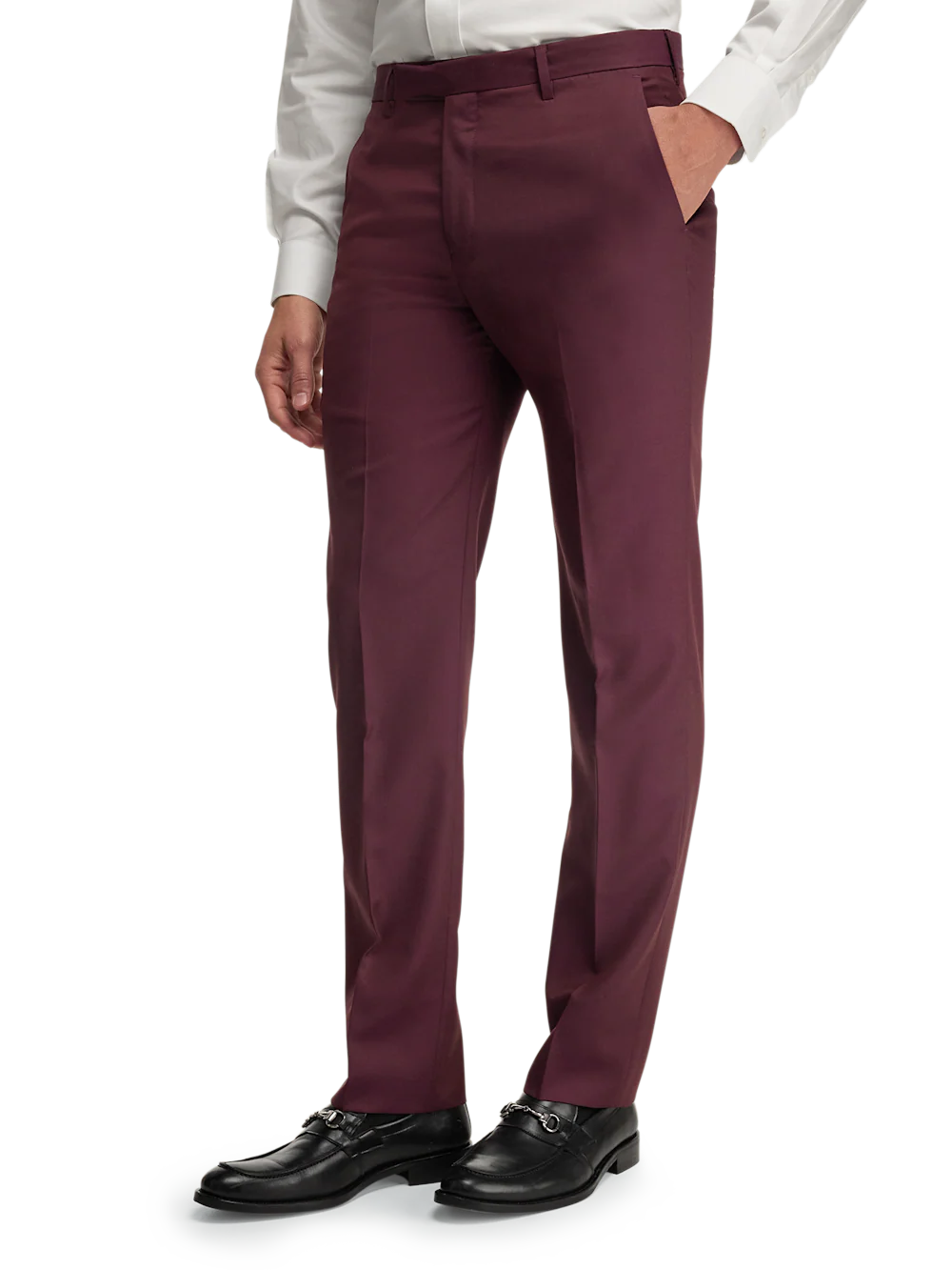 Wool Gabardine Pants - Burgundy - Image 4