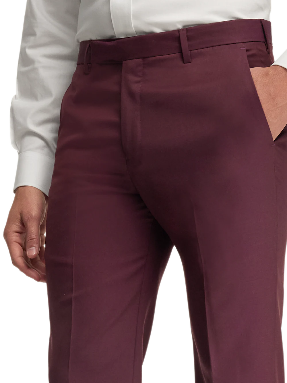 Wool Gabardine Pants - Burgundy - Image 5