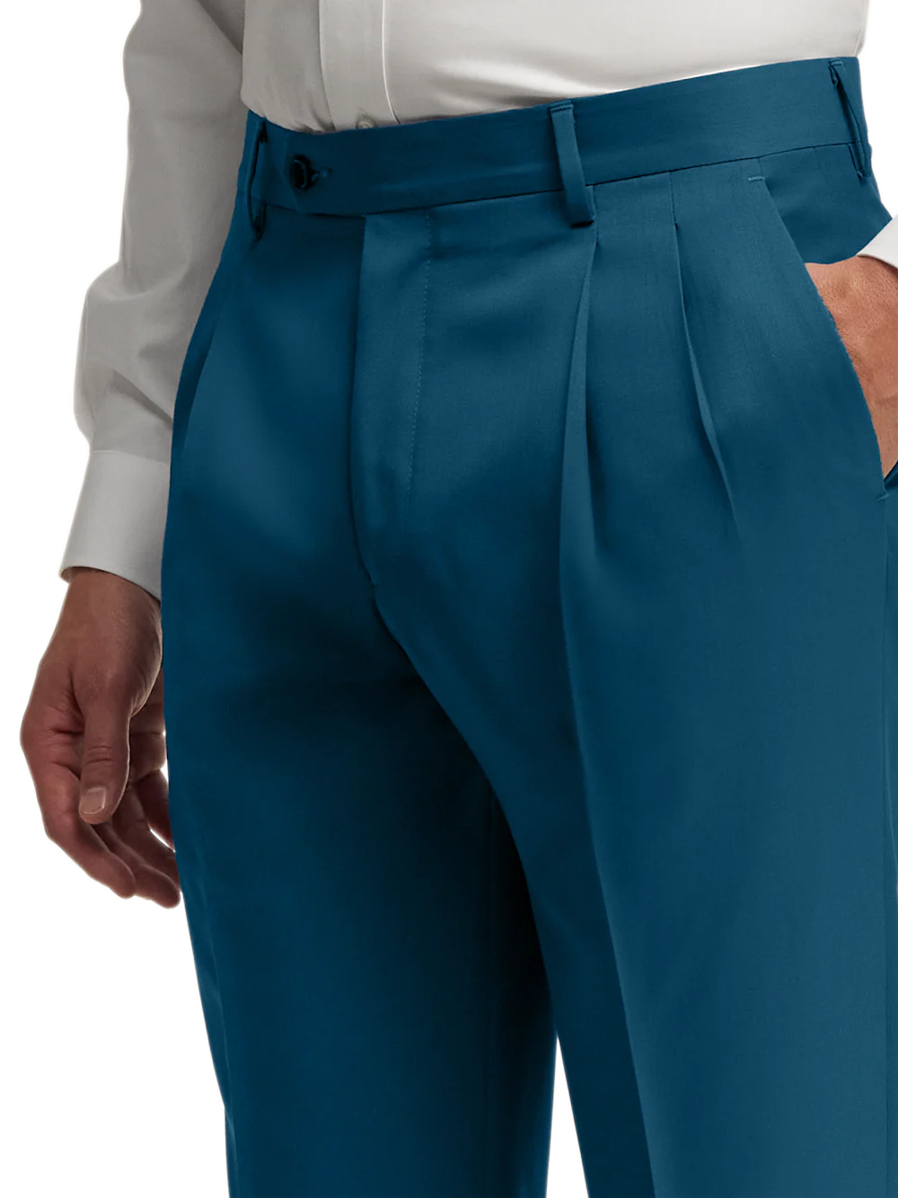 Wool Gabardine Pants - Dark Teal - Image 10