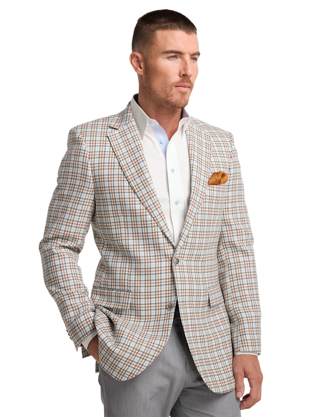 Wool Gingham Single Breasted Notch Lapel Sport Coat - Multi - Image 2