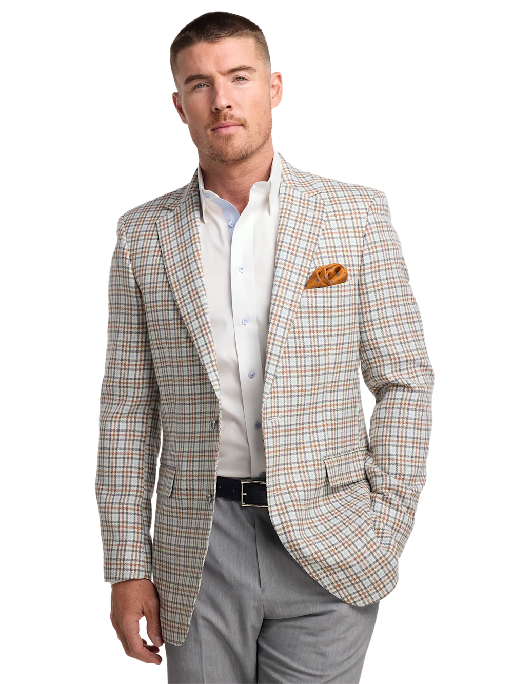 Wool Gingham Single Breasted Notch Lapel Sport Coat - Multi - Image 3