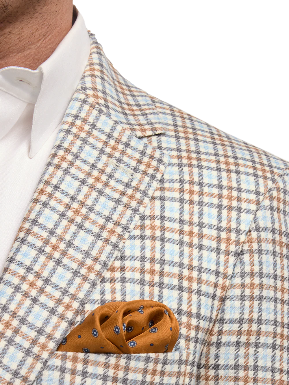 Wool Gingham Single Breasted Notch Lapel Sport Coat - Multi - Image 7