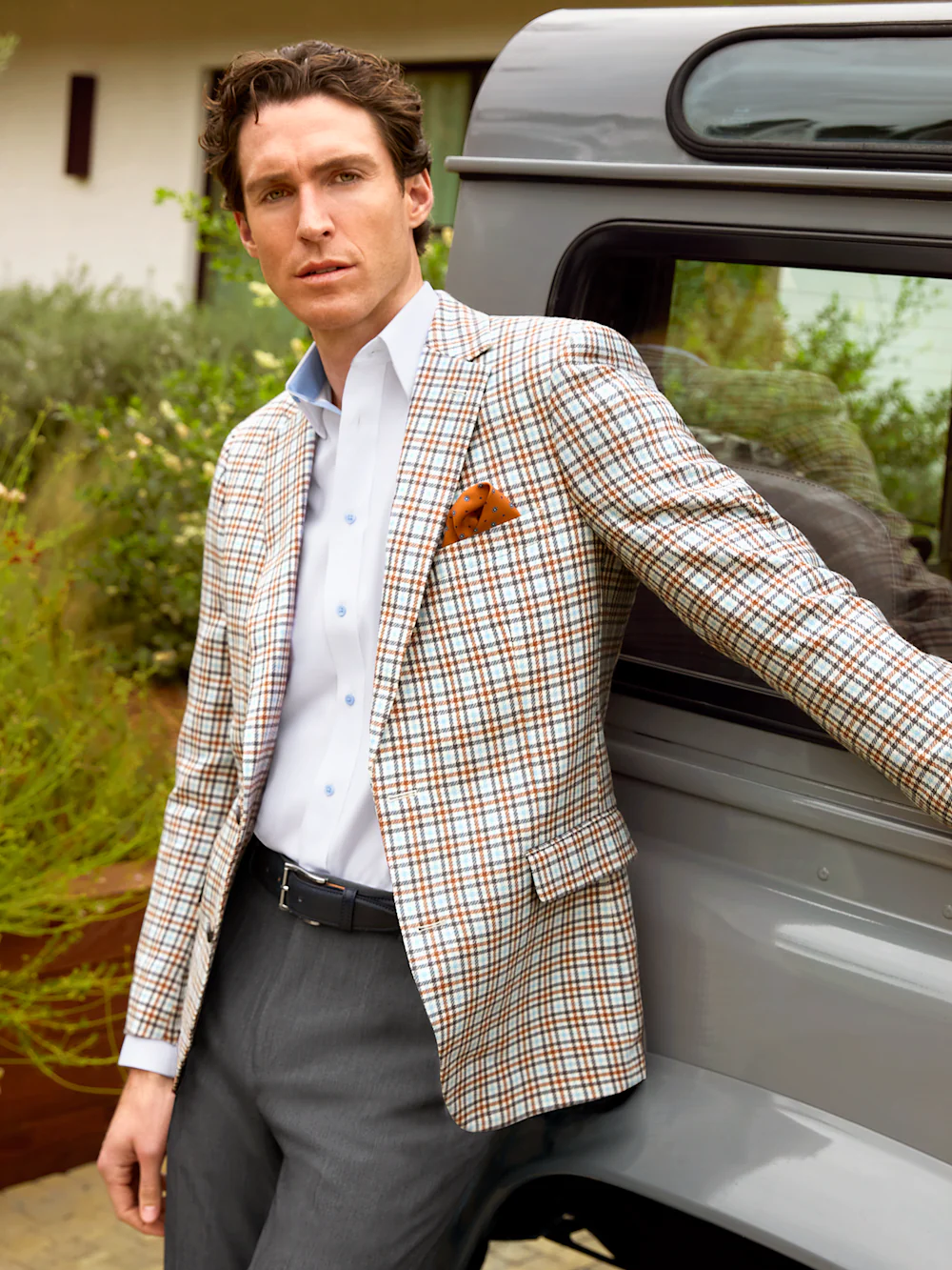 Wool Gingham Single Breasted Notch Lapel Sport Coat - Multi - Image 9