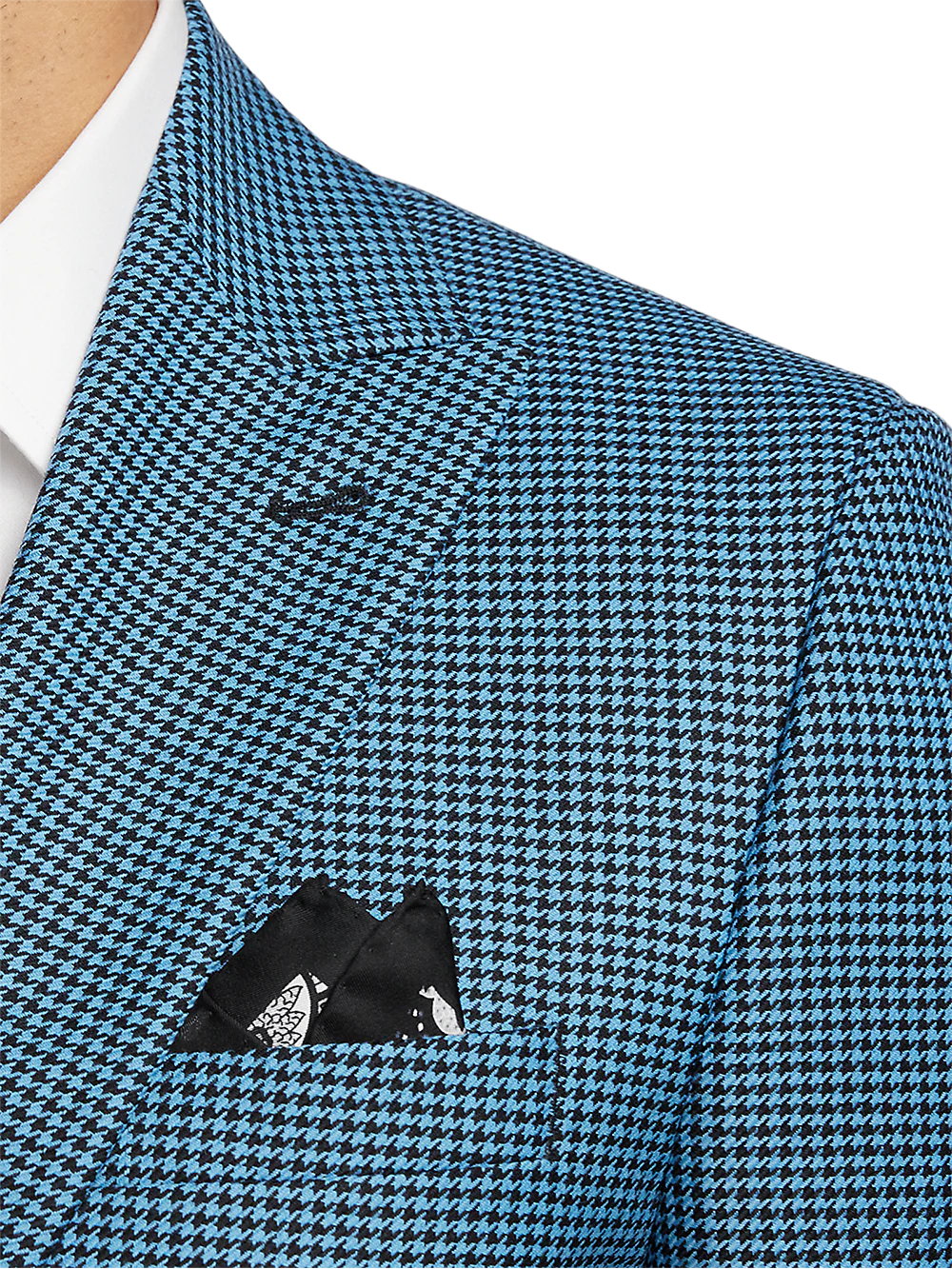 Wool Houndstooth Single Breasted Peak Lapel Sport Coat - Blue/black - Image 6