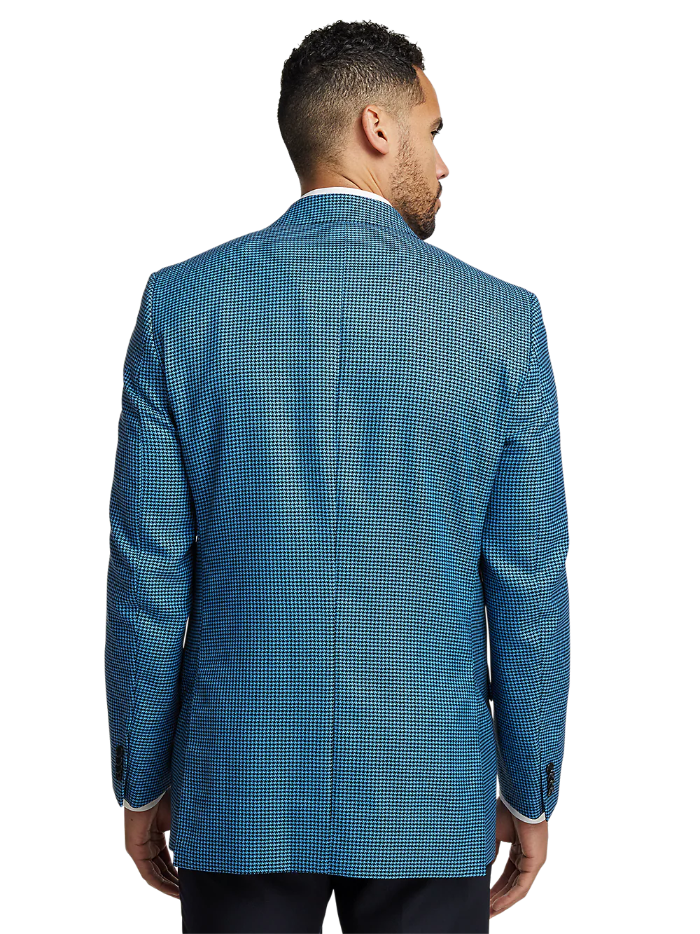 Wool Houndstooth Single Breasted Peak Lapel Sport Coat - Blue/black - Image 7