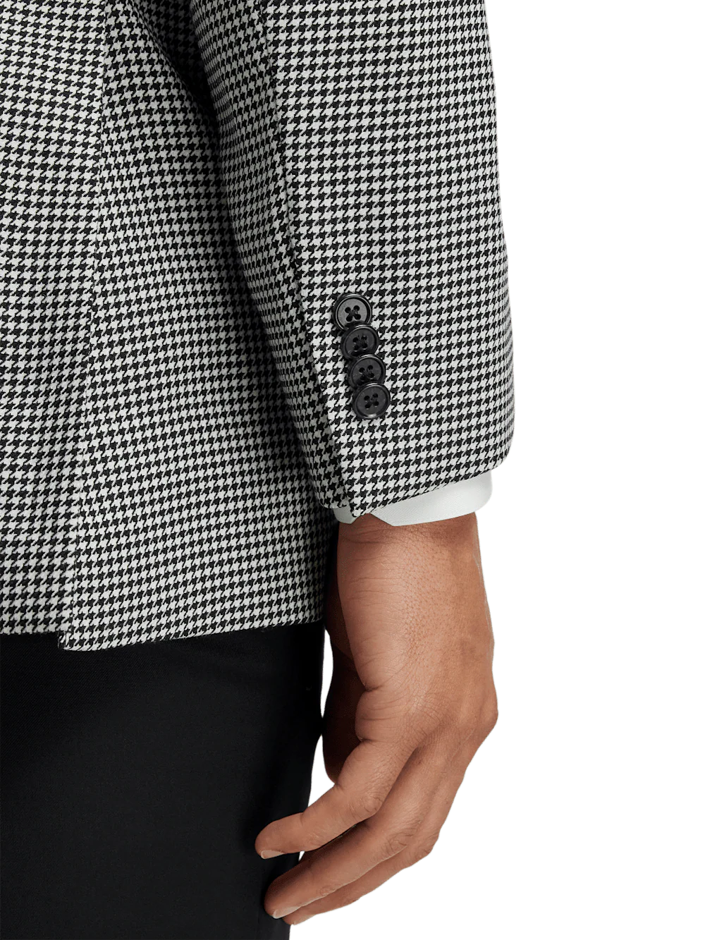 Wool Houndstooth Single Breasted Peak Lapel Sport Coat - Black/white - Image 3