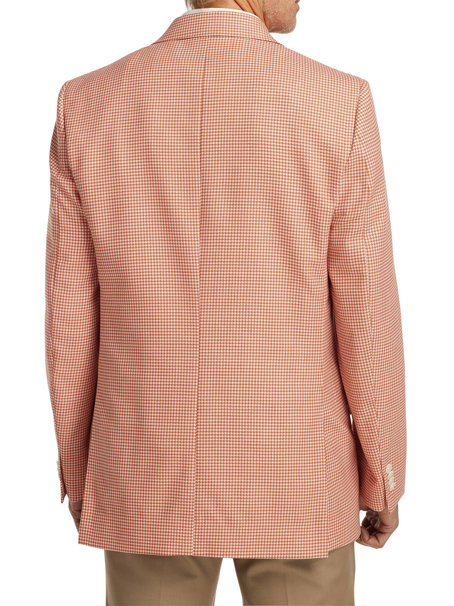 Wool Houndstooth Single Breasted Peak Lapel Sport Coat - Melon - Image 7