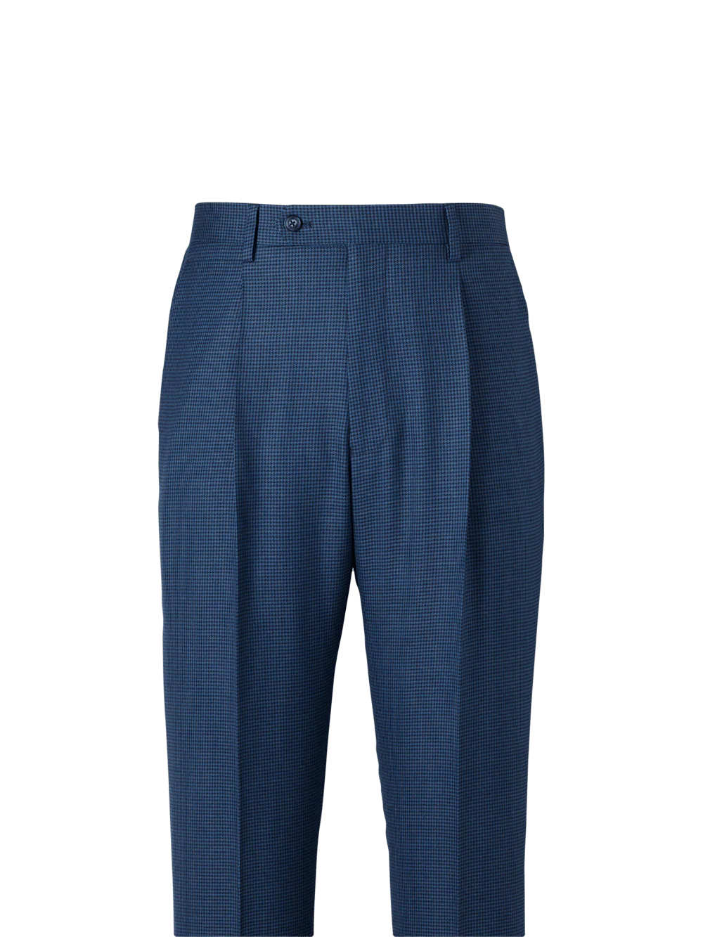 Wool Houndstooth Single Pleat Suit Pants - Blue - Image 2