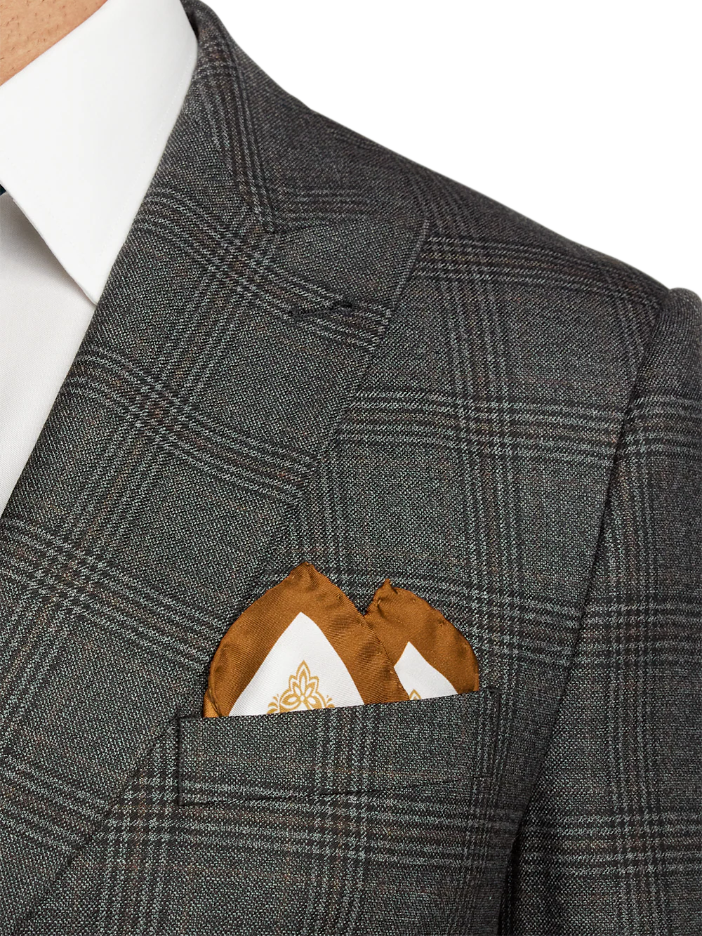Wool Plaid Double Breasted Peak Lapel Suit Jacket - Charcoal - Image 6