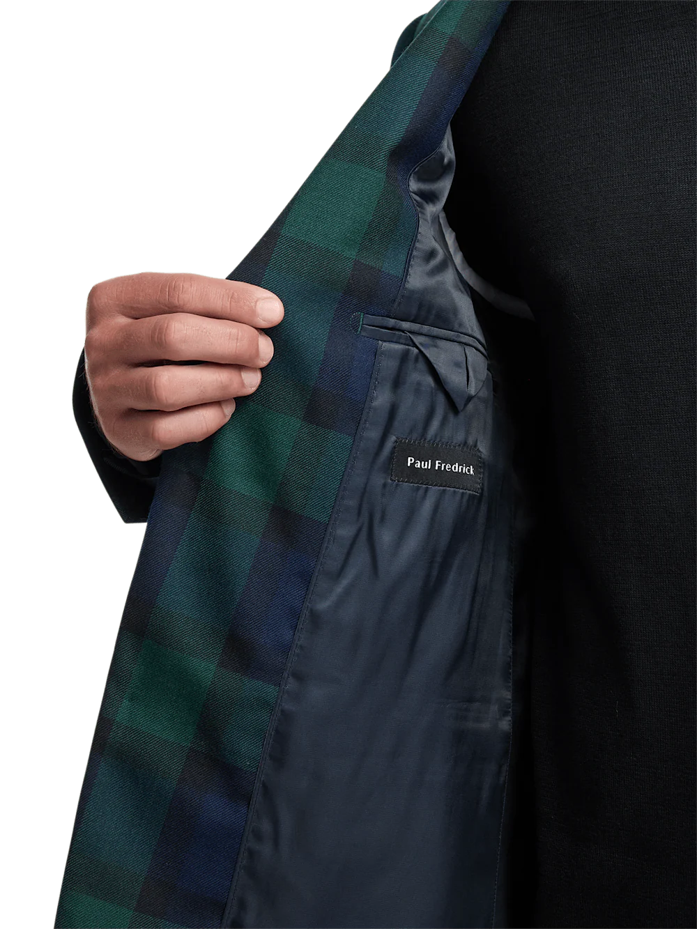 Wool Plaid Single Breasted Notch Lapel Sport Coat - Blue/green - Image 5