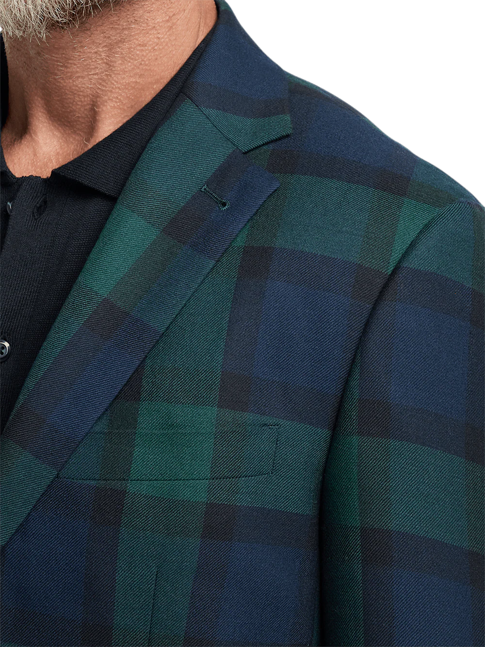 Wool Plaid Single Breasted Notch Lapel Sport Coat - Blue/green - Image 7