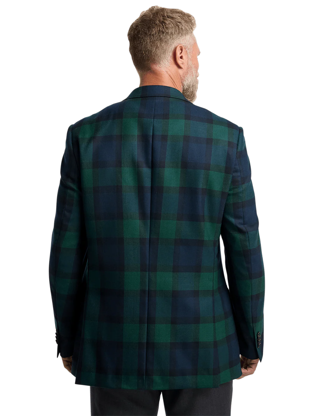 Wool Plaid Single Breasted Notch Lapel Sport Coat - Blue/green - Image 8