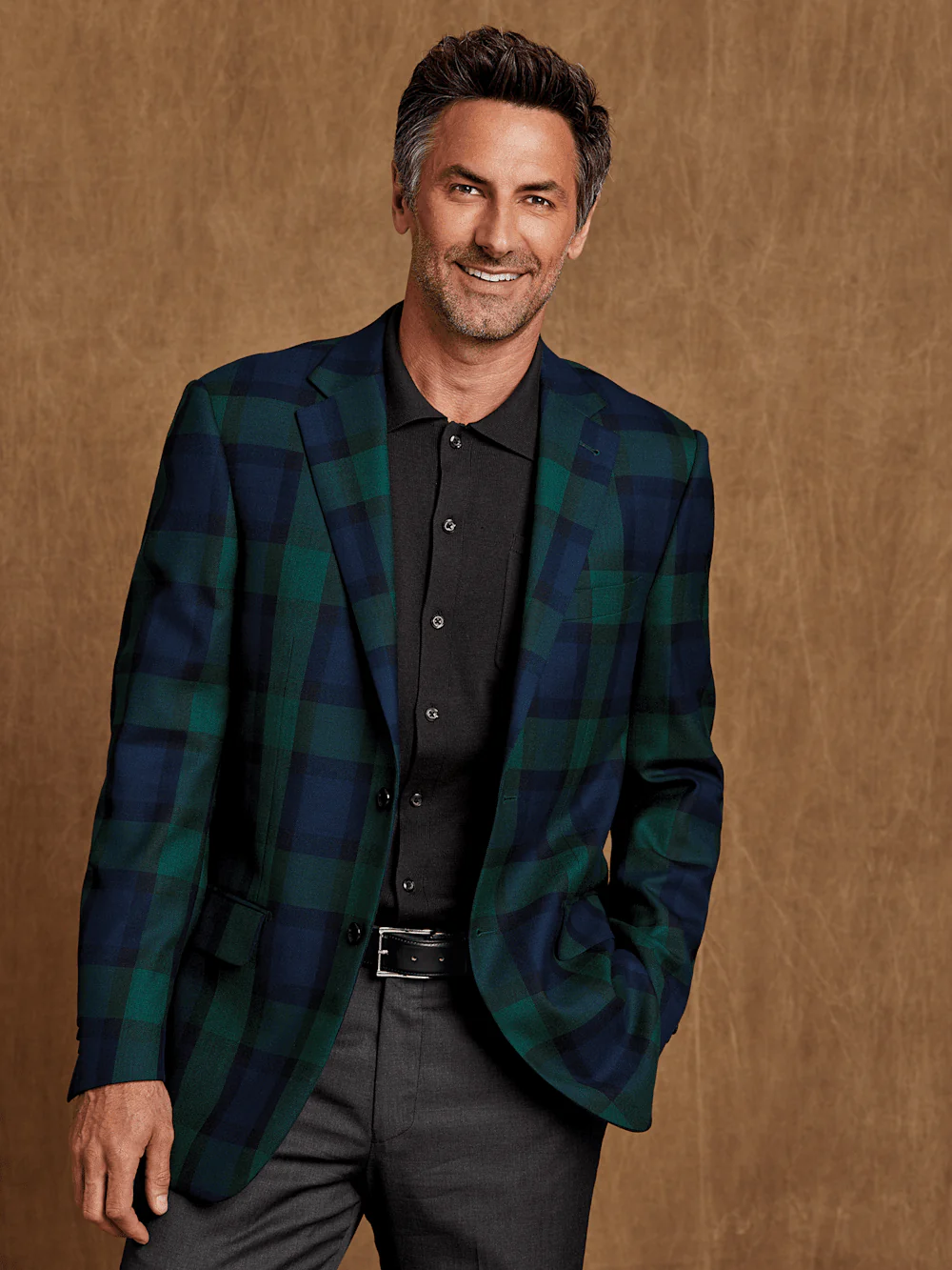Wool Plaid Single Breasted Notch Lapel Sport Coat - Blue/green - Image 9