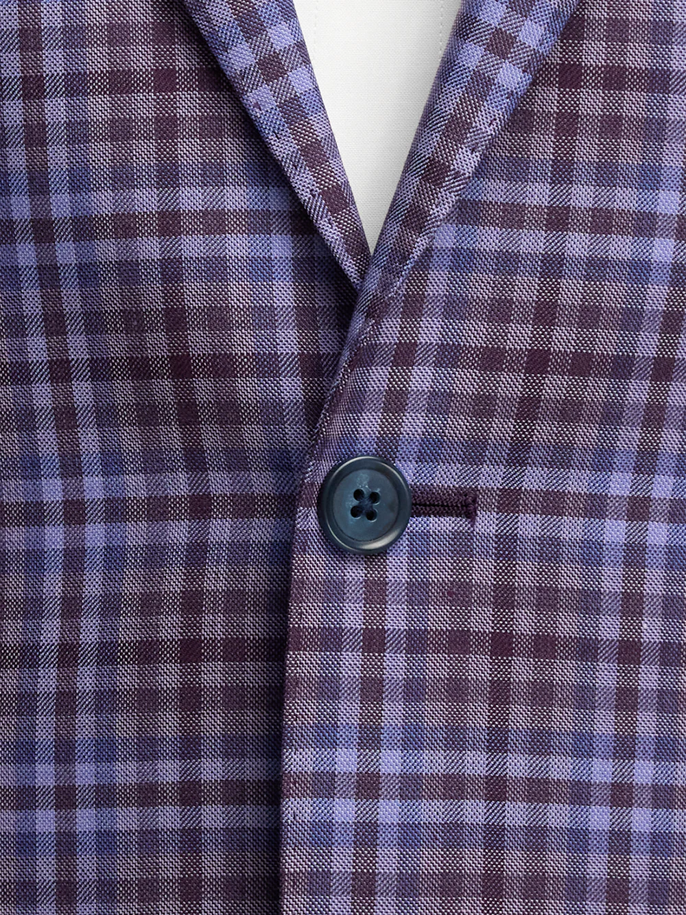 Wool Plaid Single Breasted Notch Lapel Sport Coat - Purple - Image 5