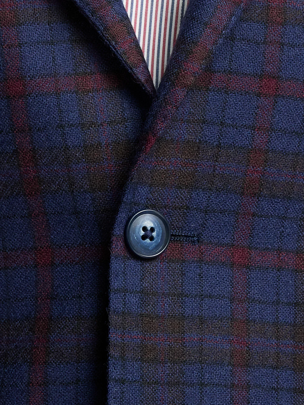 Wool Plaid Single Breasted Notch Lapel Sport Coat - Blue/burgundy - Image 6